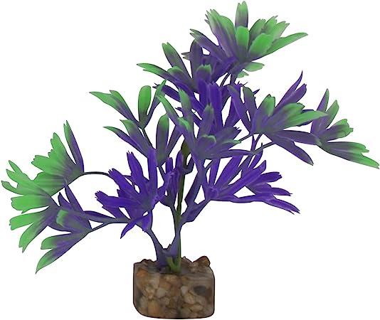 GloFish Plant Aquarium Décor, Purple and Green Large