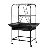 HARI Parrot Playstand - Silver Antique Black - 82 L x 58 W x 138 H cm (32 in x 23 in x 54 in)