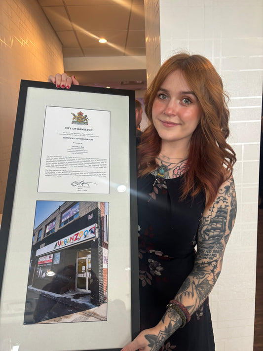The Urban Zoo received a certificate of recognition and a BIA Award of Excellence from The City of Hamilton