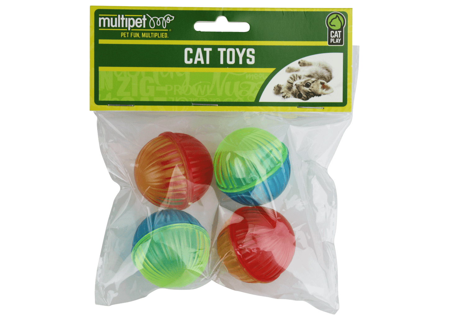 Spot Lattice Ball with Bell Cat Toy Multi-Color 4 Pack
