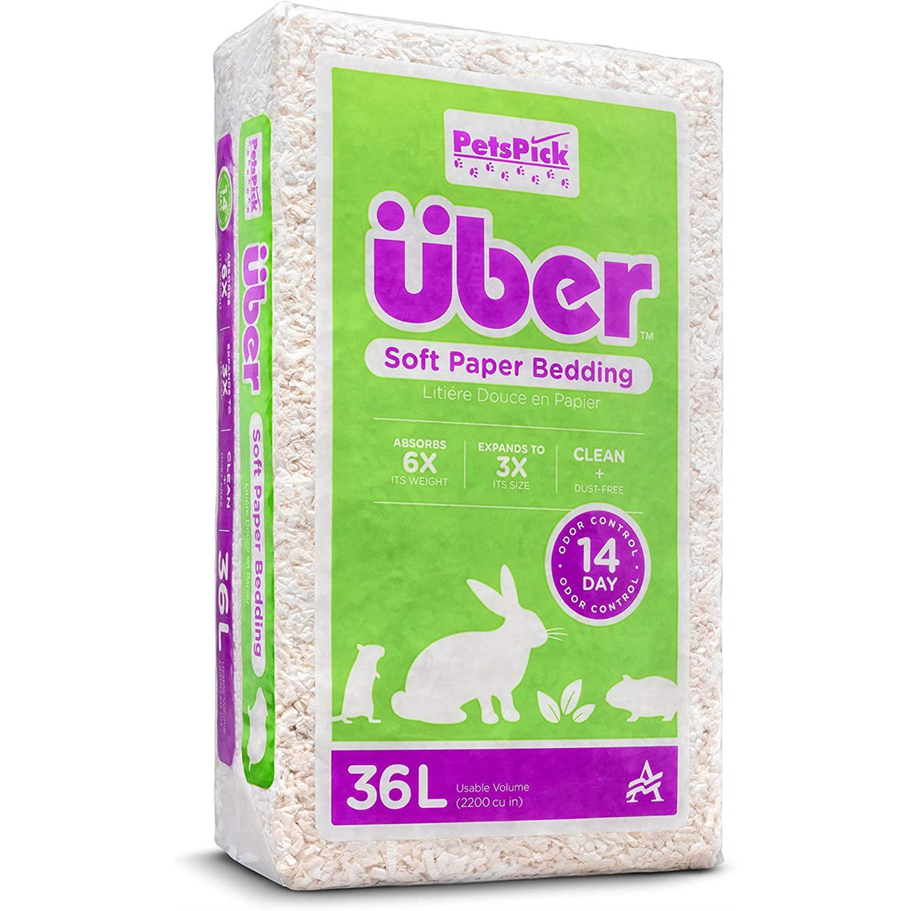 PetsPick Uber Soft Paper Pet Bedding for Small Animals, Natural 36L