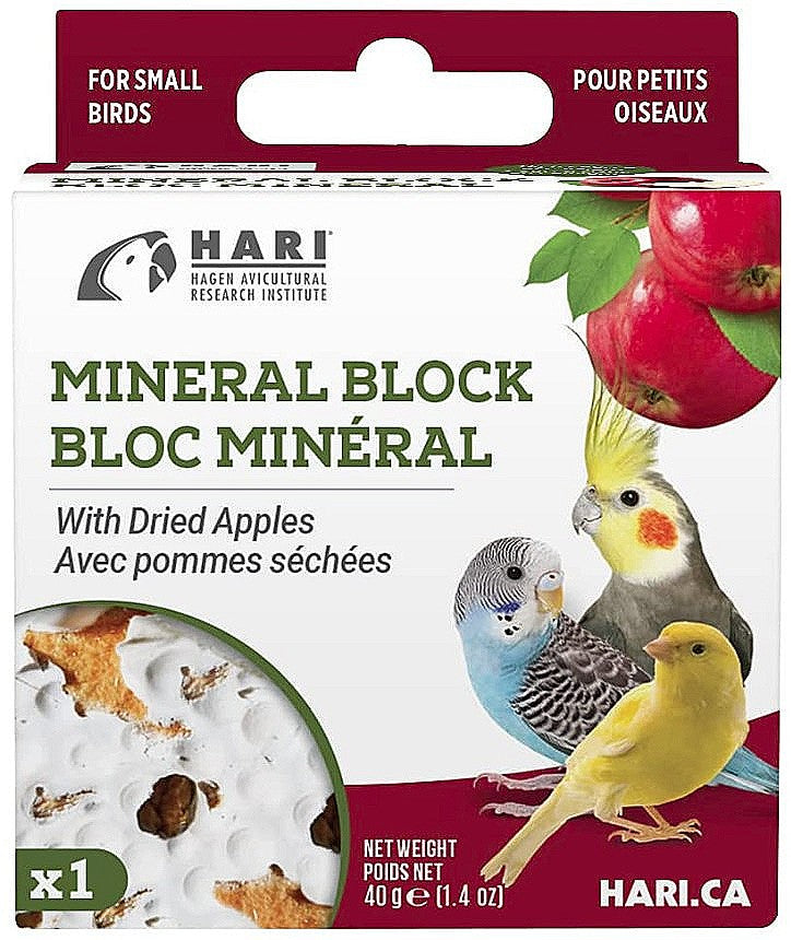 HARI Dried Apple Mineral Block for Small Birds