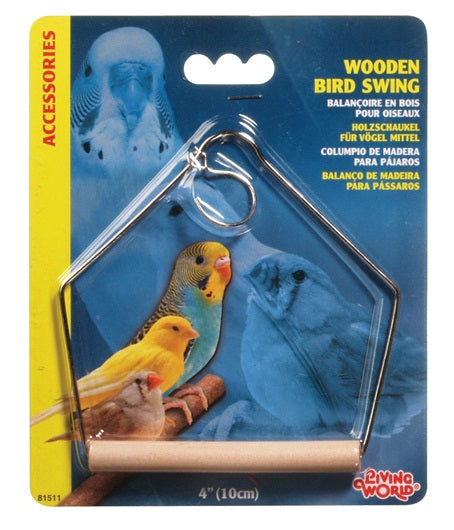 Living World Wooden Bird Swing - Medium - 10 x 12.5 cm (4 x 5 in)