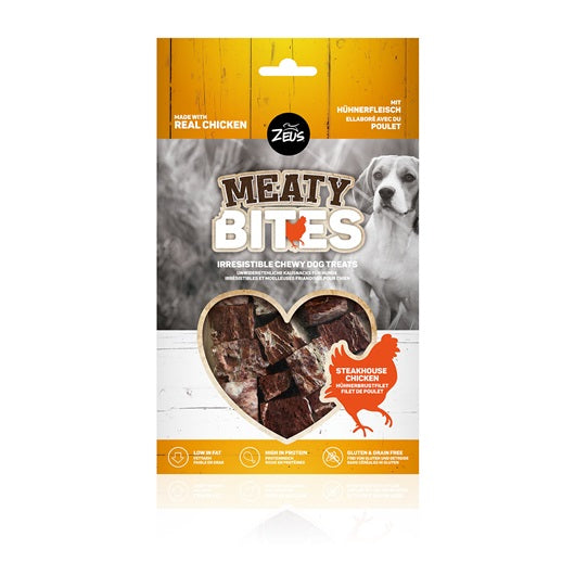 Zeus Meaty Bites Chewy Dog Treats - Steakhouse Chicken