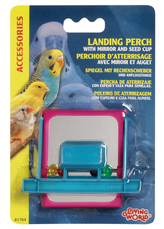 Living World Landing Perch Feeder with Mirror & Beads