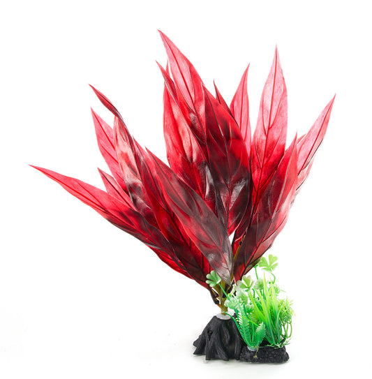 AQUA-FIT Red Broad Leaf Plastic Plant 8"