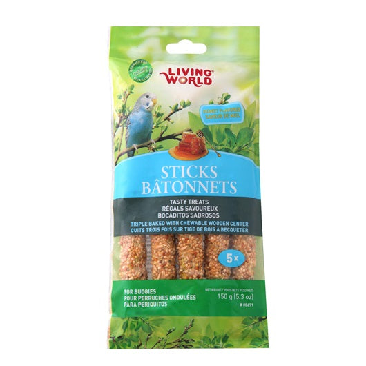 Living World Budgie Sticks, Honey Flavor, 150 g (5.3 oz),5-pack