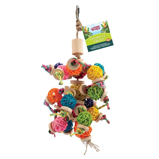 Living World Tropical Trove Foraging Mobile with Wicker Balls Bird Toy