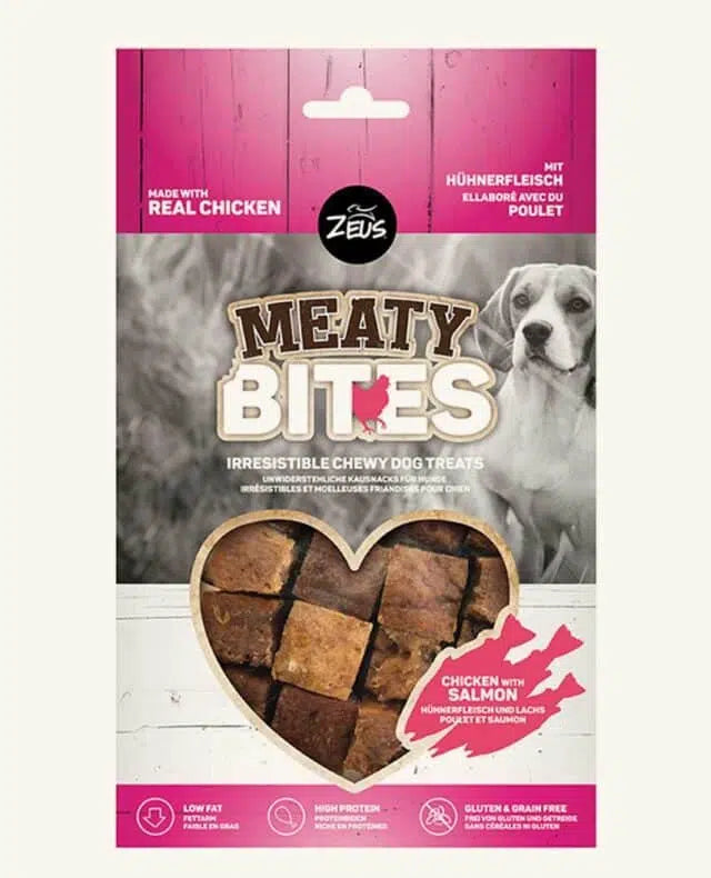 Zeus Meaty Bites Chewy Dog Treats - Chicken with Salmon